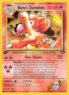 A picture of the Blaine's Charmeleon Pokemon card from Gym Challenge