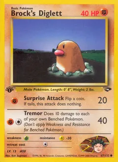 A picture of the Brock's Diglett Pokemon card from Gym Challenge