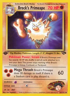 A picture of the Brock's Primeape Pokemon card from Gym Challenge