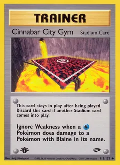 A picture of the Cinnabar City Gym Pokemon card from Gym Challenge