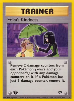 A picture of the Erika's Kindness Pokemon card from Gym Challenge