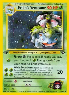 A picture of the Erika's Venusaur Pokemon card from Gym Challenge