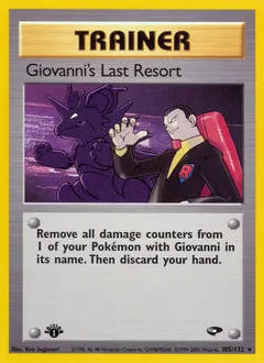 A picture of the Giovanni's Last Resort Pokemon card from Gym Challenge