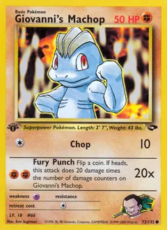 A picture of the Giovanni's Machop Pokemon card from Gym Challenge