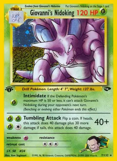 A picture of the Giovanni's Nidoking Pokemon card from Gym Challenge