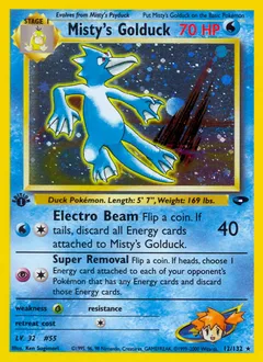 A picture of the Misty's Golduck Pokemon card from Gym Challenge