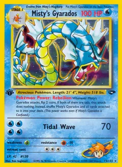 A picture of the Misty's Gyarados Pokemon card from Gym Challenge