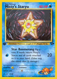 A picture of the Misty's Staryu Pokemon card from Gym Challenge