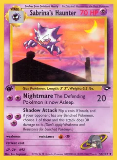 A picture of the Sabrina's Haunter Pokemon card from Gym Challenge