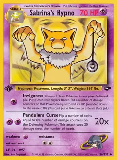 A picture of the Sabrina's Hypno Pokemon card from Gym Challenge