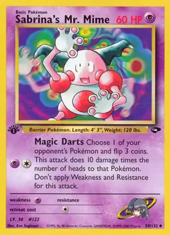 A picture of the Sabrina's Mr. Mime Pokemon card from Gym Challenge