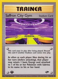 A picture of the Saffron City Gym Pokemon card from Gym Challenge