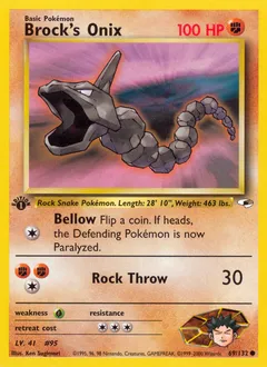 A picture of the Brock's Onix Pokemon card from Gym Heroes