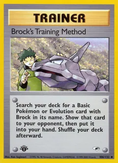 A picture of the Brock's Training Method Pokemon card from Gym Heroes