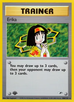 A picture of the Erika Pokemon card from Gym Heroes