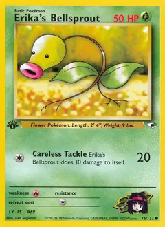 A picture of the Erika's Bellsprout Pokemon card from Gym Heroes