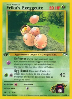 A picture of the Erika's Exeggcute Pokemon card from Gym Heroes