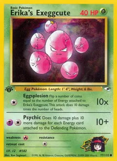 A picture of the Erika's Exeggcute Pokemon card from Gym Heroes