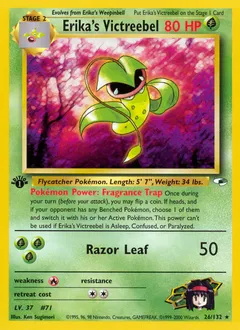 A picture of the Erika's Victreebel Pokemon card from Gym Heroes