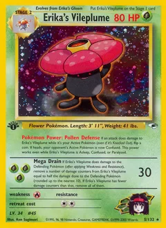 A picture of the Erika's Vileplume Pokemon card from Gym Heroes