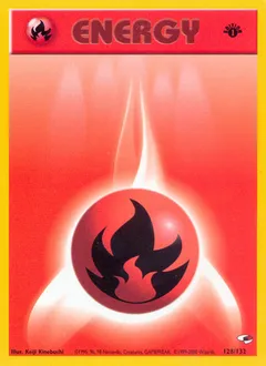 A picture of the Fire Energy Pokemon card from Gym Heroes