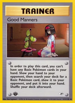 A picture of the Good Manners Pokemon card from Gym Heroes