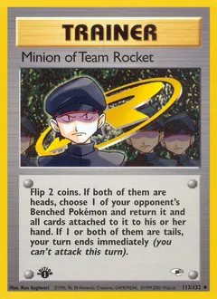 A picture of the Minion of Team Rocket Pokemon card from Gym Heroes