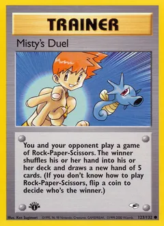 A picture of the Misty's Duel Pokemon card from Gym Heroes