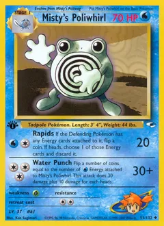 A picture of the Misty's Poliwhirl Pokemon card from Gym Heroes