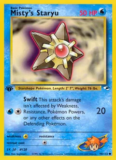 A picture of the Misty's Staryu Pokemon card from Gym Heroes