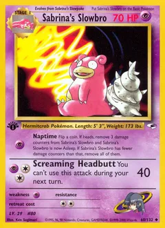 A picture of the Sabrina's Slowbro Pokemon card from Gym Heroes