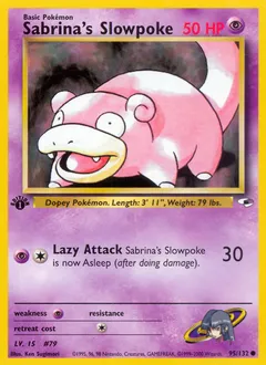 A picture of the Sabrina's Slowpoke Pokemon card from Gym Heroes