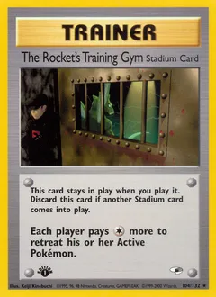 A picture of the The Rocket's Training Gym Pokemon card from Gym Heroes