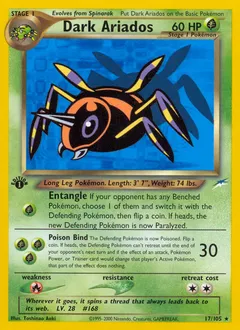 A picture of the Dark Ariados Pokemon card from Neo Destiny