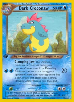 A picture of the Dark Croconaw Pokemon card from Neo Destiny