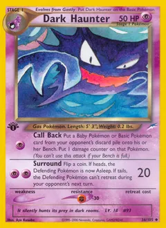 A picture of the Dark Haunter Pokemon card from Neo Destiny