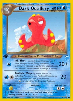 A picture of the Dark Octillery Pokemon card from Neo Destiny