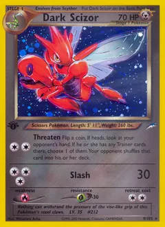 A picture of the Dark Scizor Pokemon card from Neo Destiny