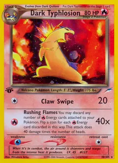 A picture of the Dark Typhlosion Pokemon card from Neo Destiny