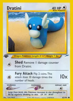 A picture of the Dratini Pokemon card from Neo Destiny