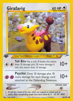 A picture of the Girafarig Pokemon card from Neo Destiny