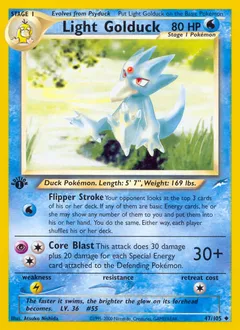 A picture of the Light Golduck Pokemon card from Neo Destiny