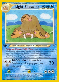 A picture of the Light Piloswine Pokemon card from Neo Destiny