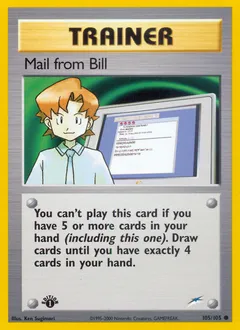 A picture of the Mail from Bill Pokemon card from Neo Destiny