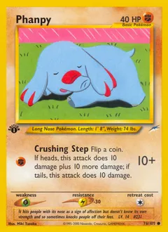 A picture of the Phanpy Pokemon card from Neo Destiny