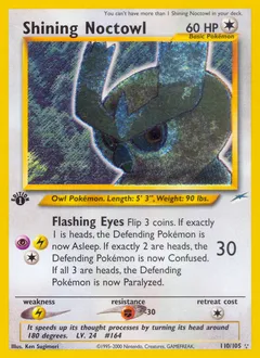 A picture of the Shining Noctowl Pokemon card from Neo Destiny