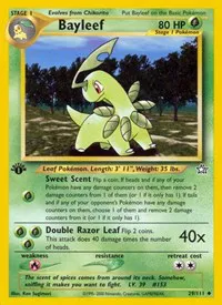 A picture of the Bayleef Pokemon card from Neo Genesis