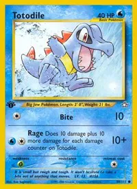 A picture of the Totodile Pokemon card from Neo Genesis