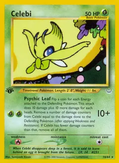 A picture of the Celebi Pokemon card from Neo Revelation