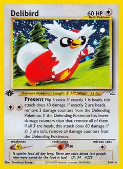 A picture of the Delibird Pokemon card from Neo Revelation